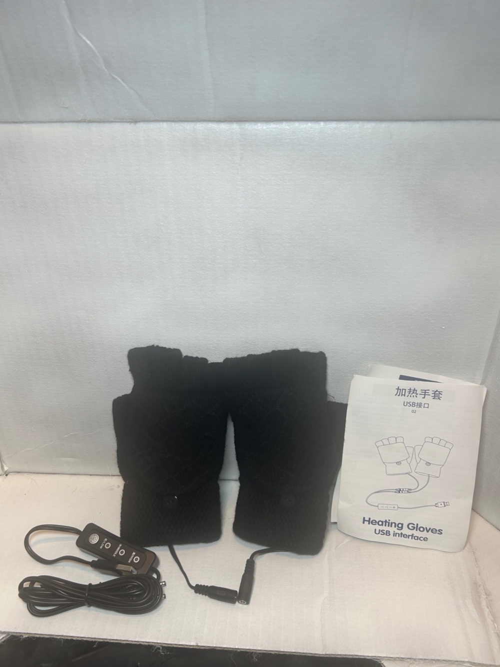 USB Heated Black Fingerless Gloves